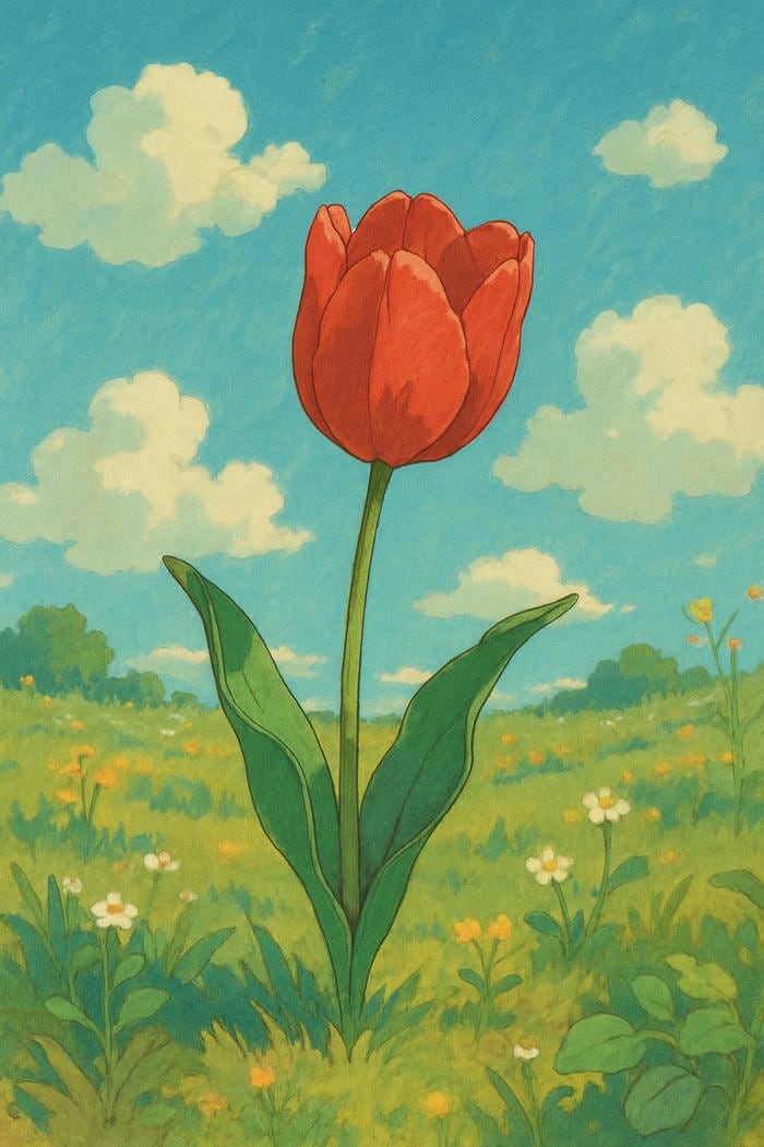 tranh vẽ hoa tulip vẽ màu chì