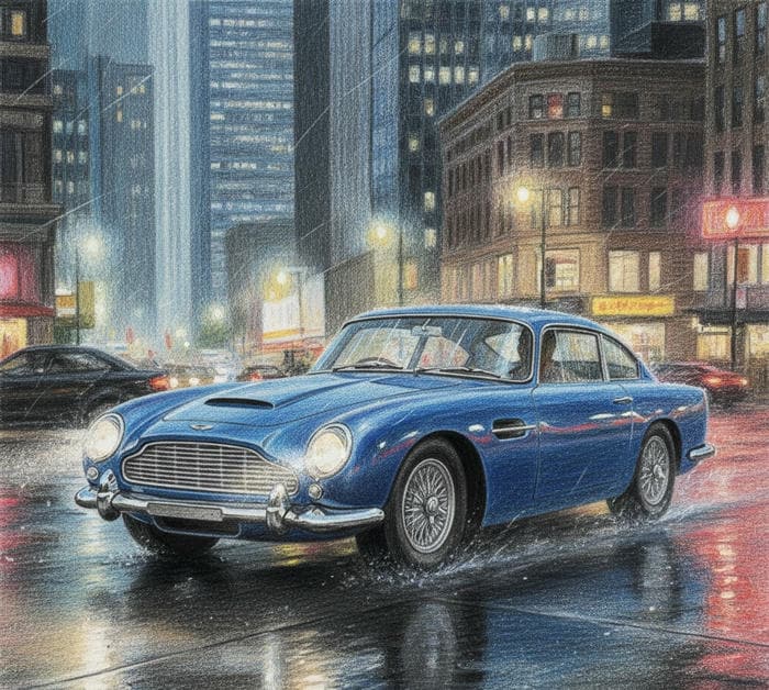 tranh vẽ ô tô đẹp trong thành phố