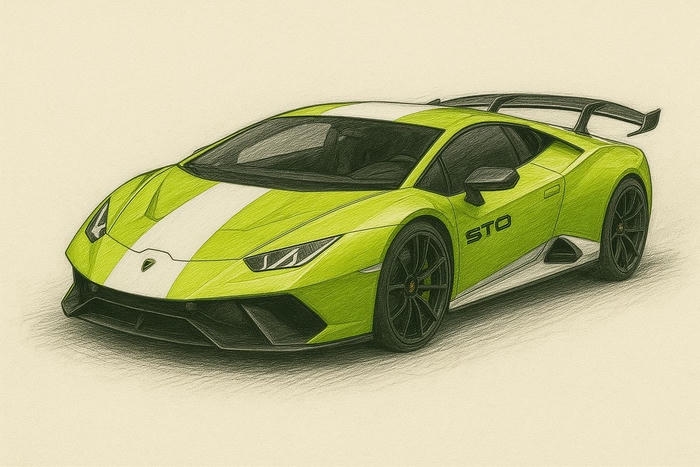tranh vẽ ô tô thể thao dáng đẹp cuốn hút