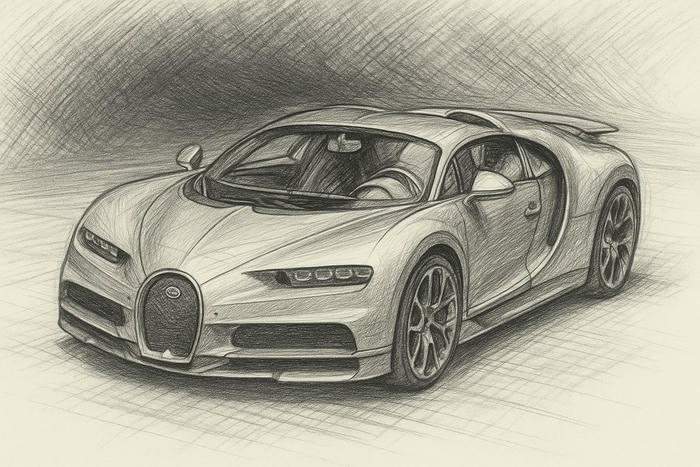 tranh vẽ phác thảo ô tô bằng chì