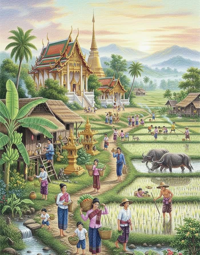 tranh vẽ quê hương phong cảnh đồng quê đẹp