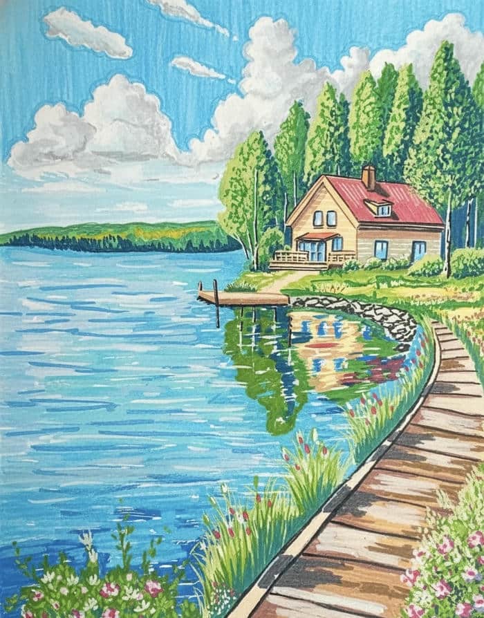 tranh vẽ quê hương sông nước