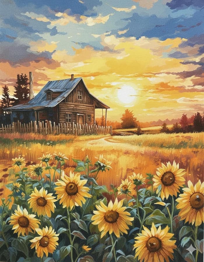 vẽ tranh hoa hướng dương đầy màu sắc