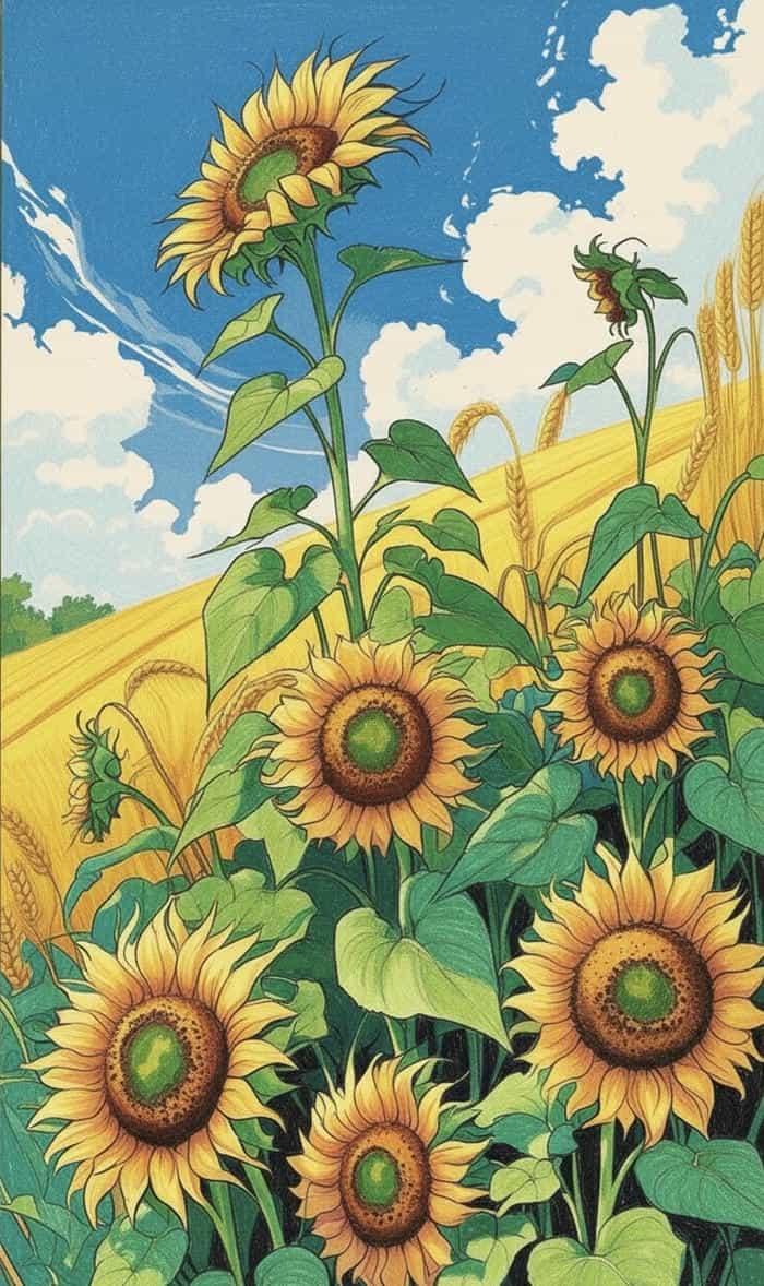 vẽ tranh hoa hướng dương đơn giản dễ thương