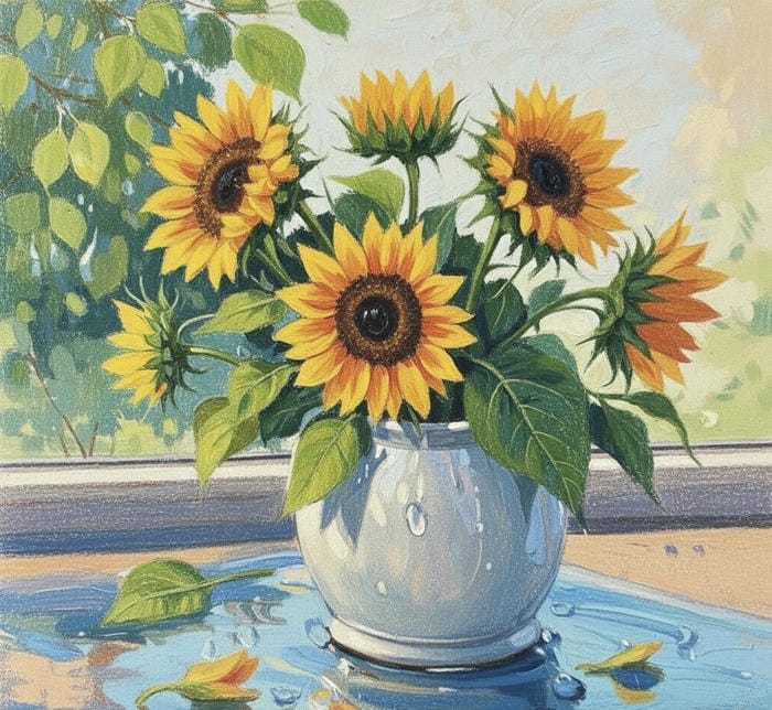 vẽ tranh hoa hướng dương đơn giản tự nhiên