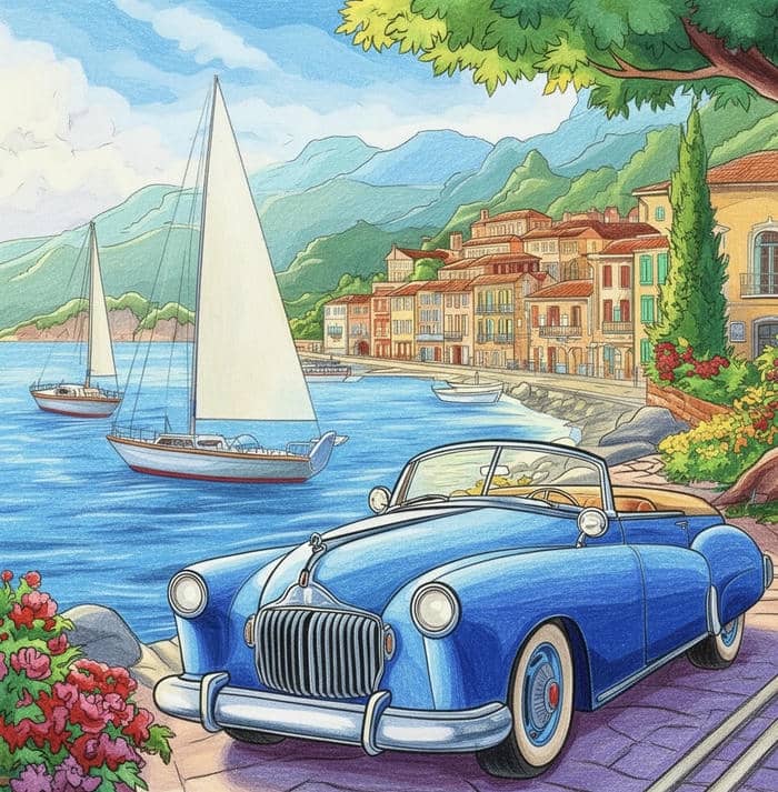 vẽ tranh ô tô cổ điển