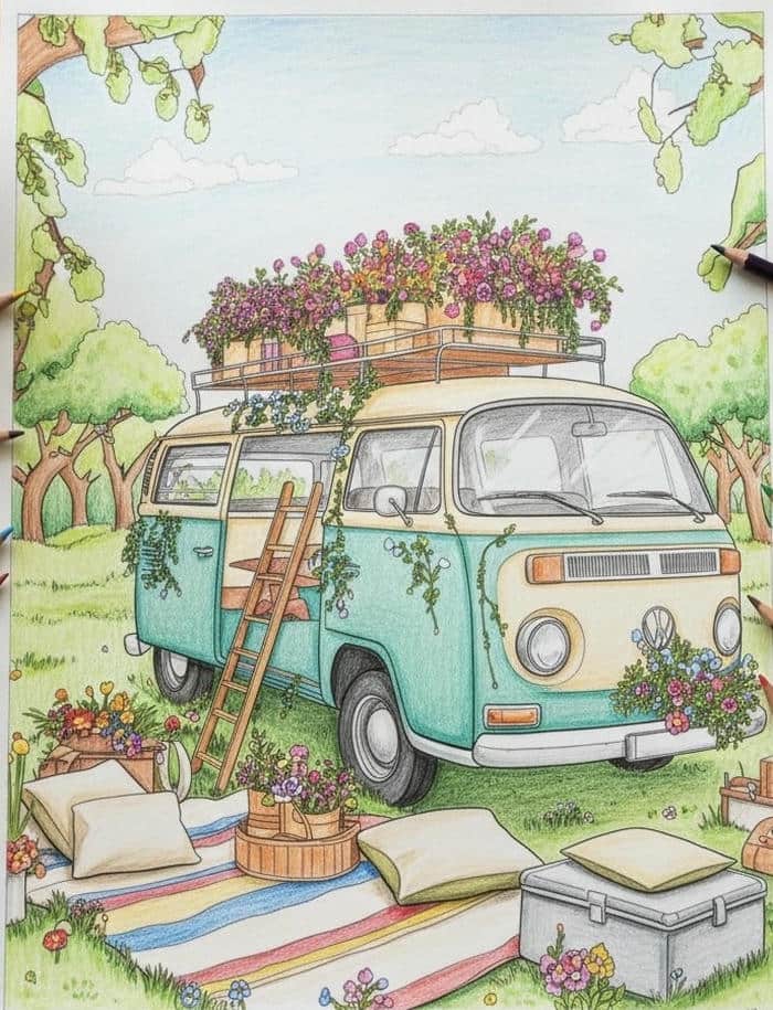 vẽ tranh ô tô dã ngoại