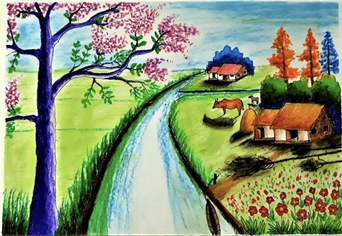 vẽ tranh quê hương cho học sinh