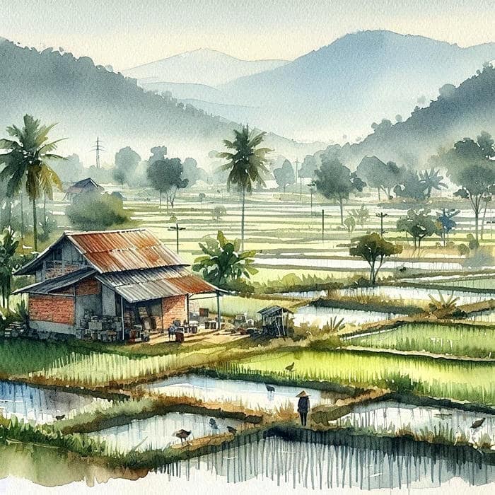 vẽ tranh quê hương cuộc sống yên ả