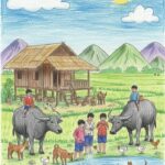 vẽ tranh quê hương gắn liền tuổi thơ