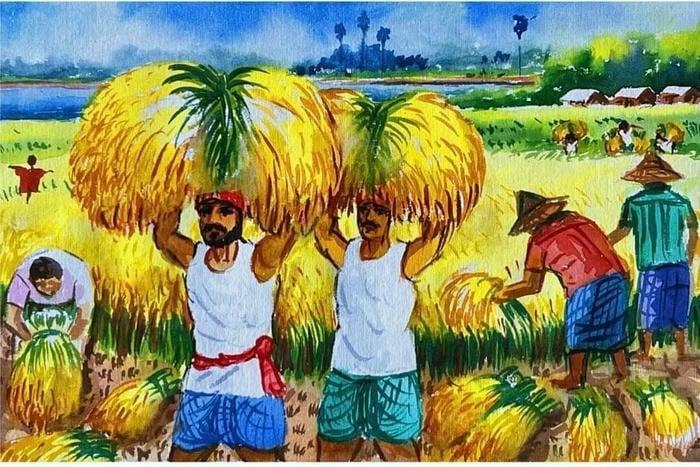 vẽ tranh quê hương hình ảnh người nông dân