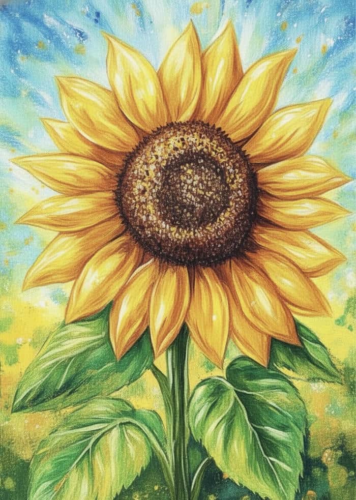 vẽ tranh tĩnh vật hoa hướng dương đẹp