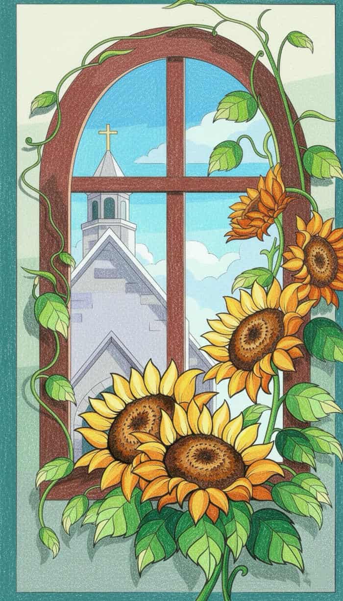 ý tưởng tranh vẽ vườn hoa hướng dương đơn giản