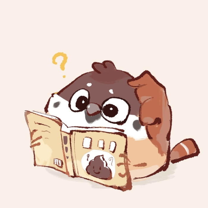 Bức hình chim chibi hình ảnh chim đọc sách