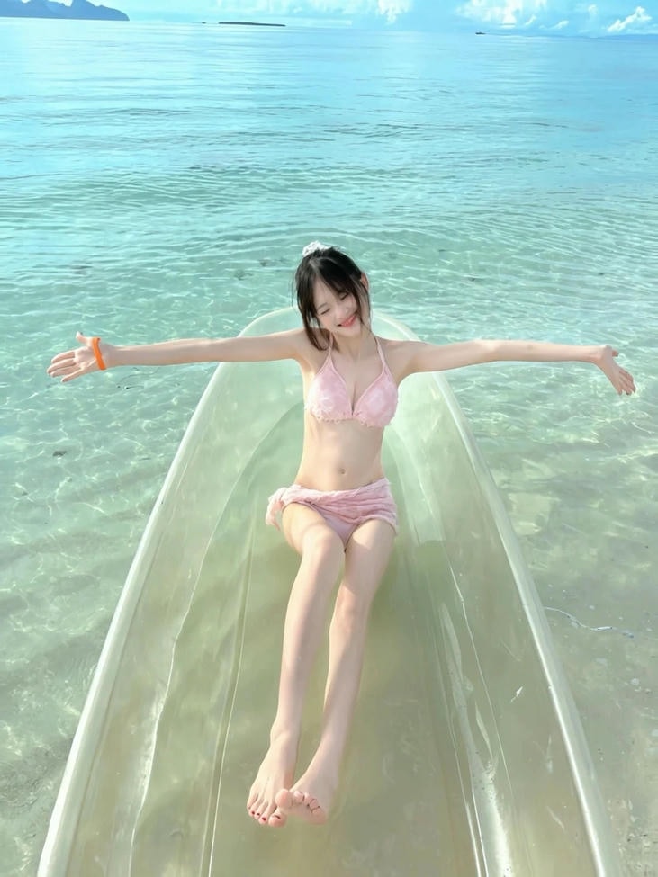 Hình ảnh gái xinh bikini đi biển khoe đường cong mềm mại