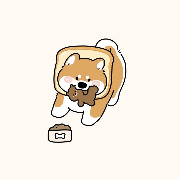 ảnh chó chibi ham ăn dễ thương