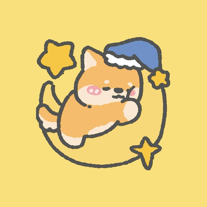 ảnh chó chibi nằm ngủ trên vầng trăng