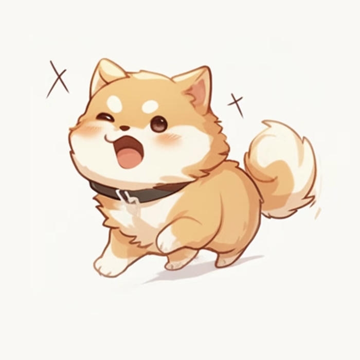 ảnh chó chibi nháy mắt tinh nghịch