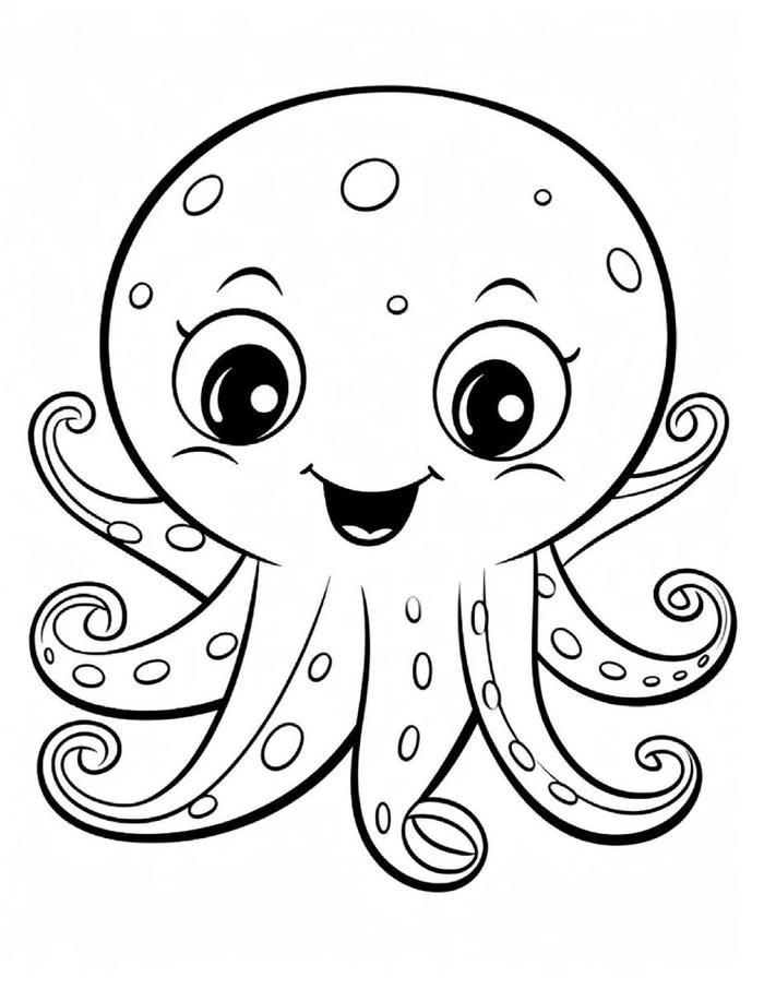 ảnh tô màu con bạch tuộc đang cười