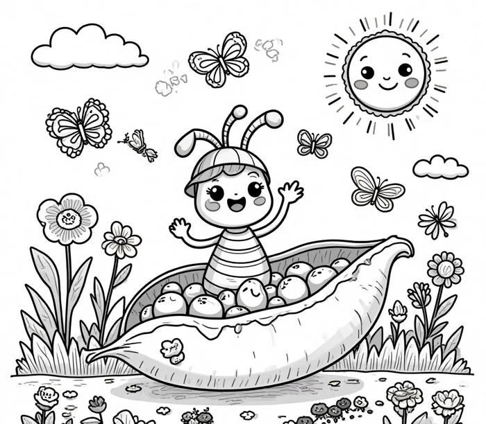 ảnh tô màu con kiến ngồi trong chiếc lá