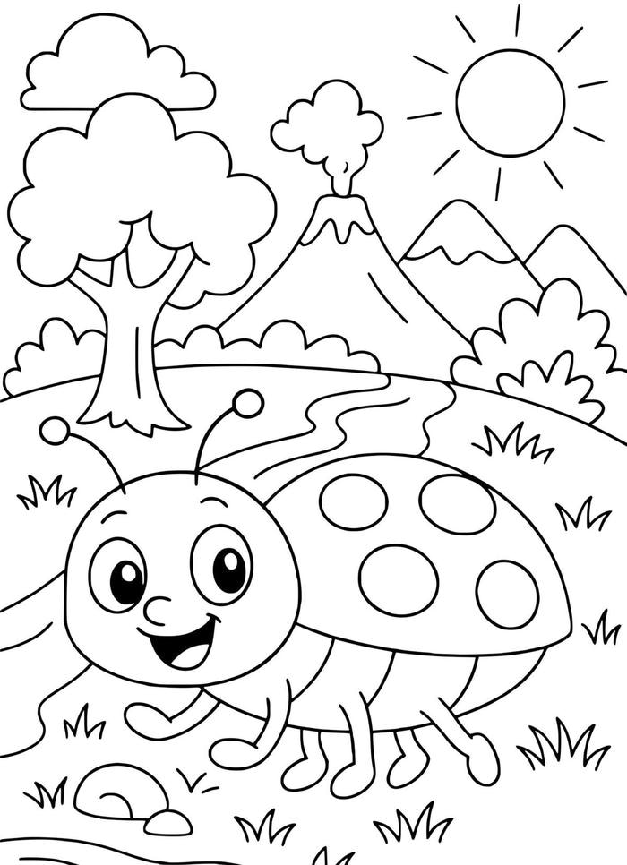 ảnh tranh tô màu con bọ rùa trong truyện cổ tích