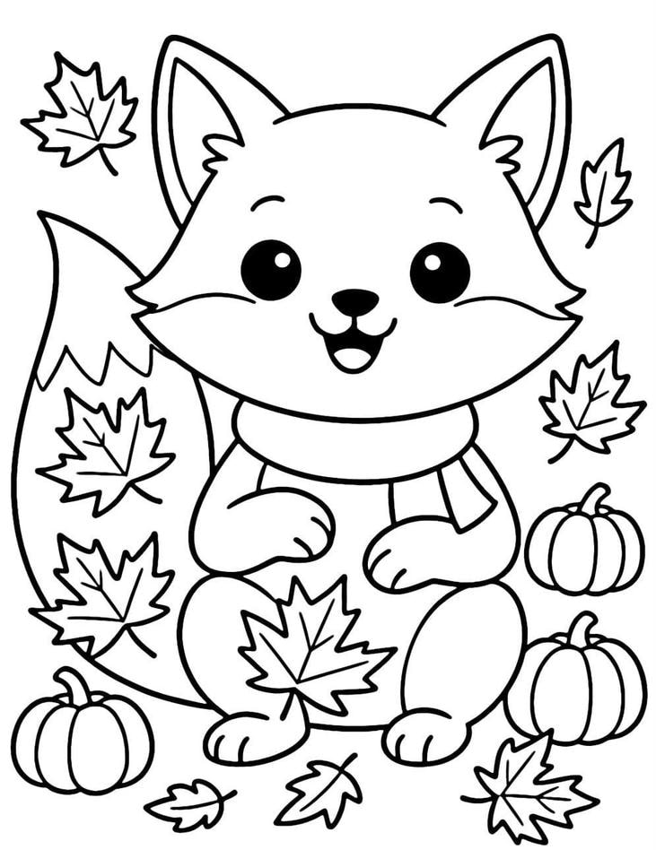 ảnh tranh tô màu con cáo vui