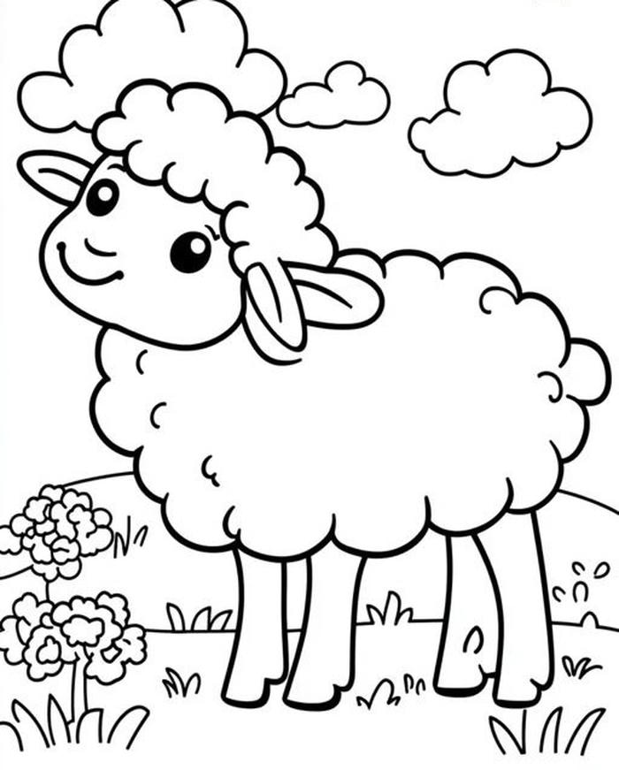 bé luyện tay với tranh tô màu con cừu
