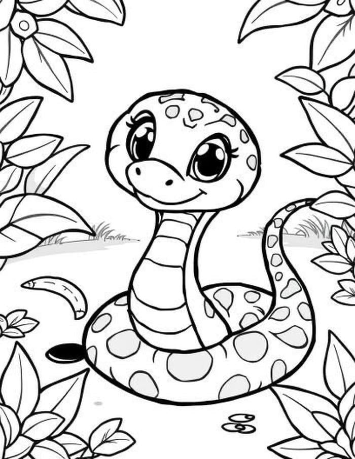bé tập tô với con rắn