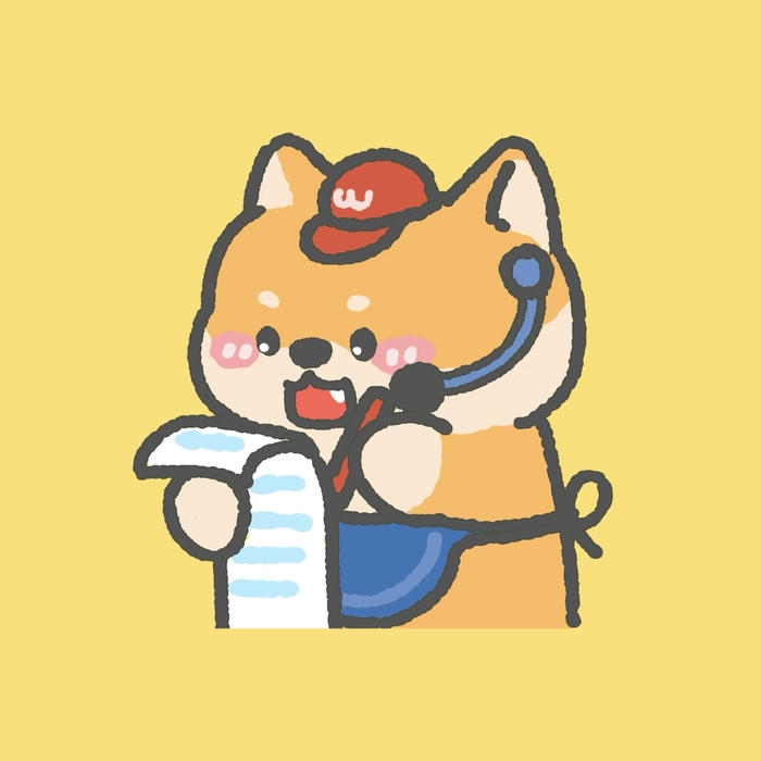 bức hình chó chibi làm nhân viên bán hàng