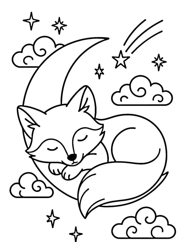 bức tranh tô màu con cáo cute
