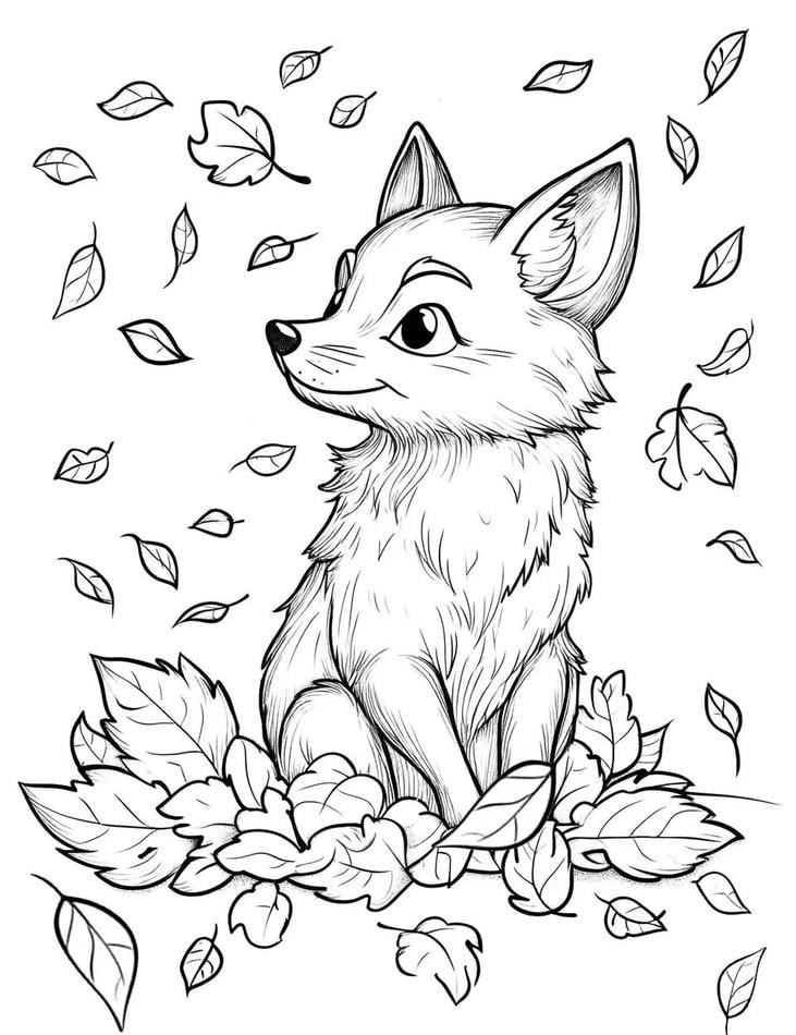 bức tranh tô màu con cáo rừng