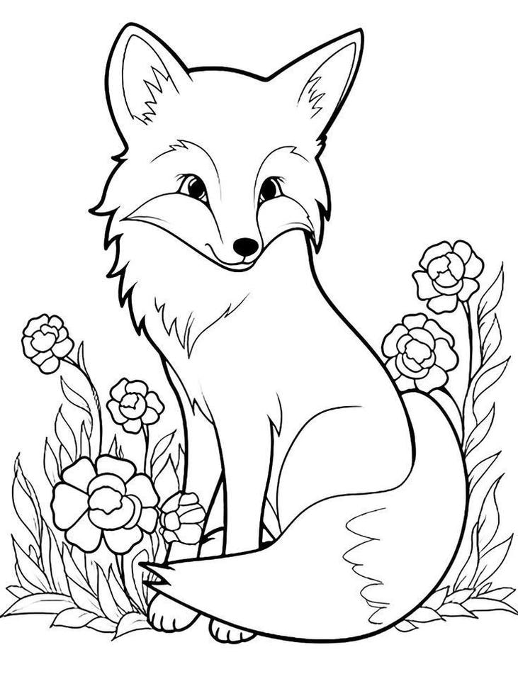 bức tranh tô màu con cáo tâm trạng