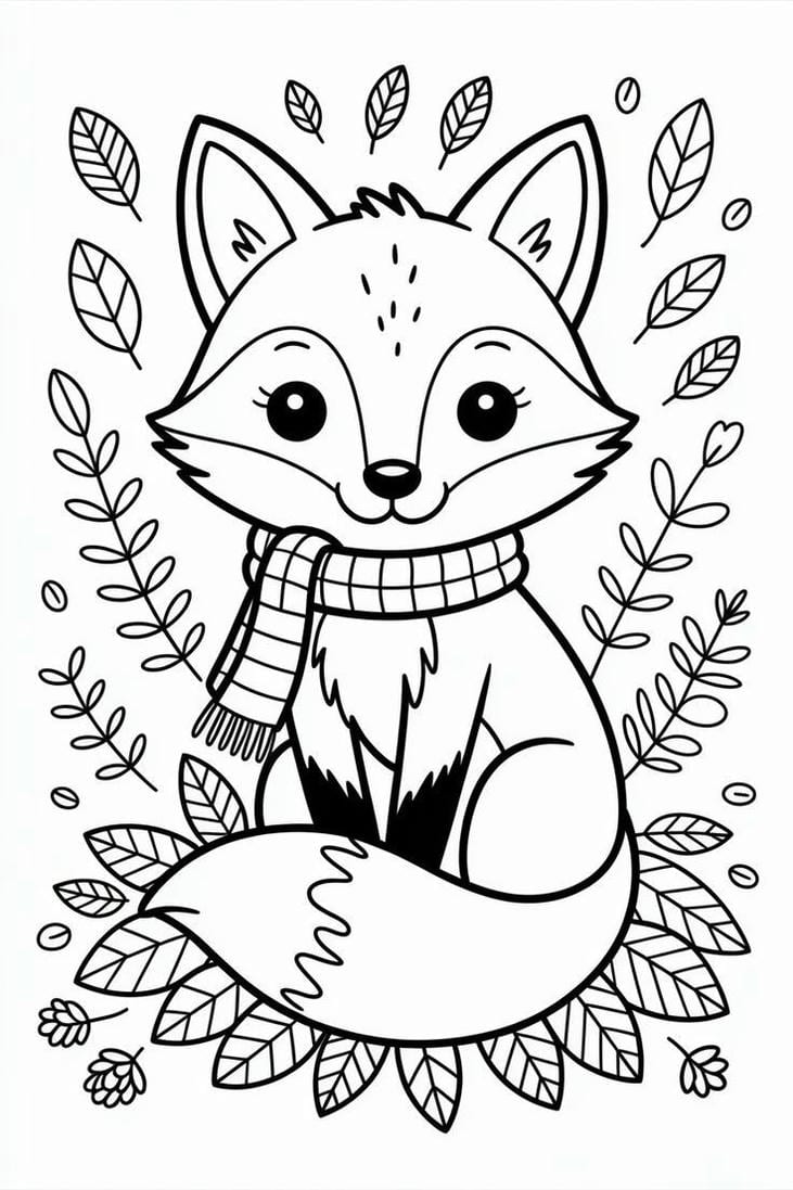 bức tranh tô màu con cáo tinh nghịch