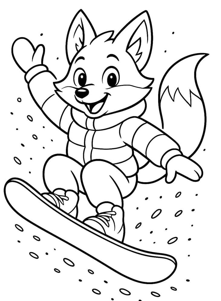 bức tranh tô màu con cáo vui chơi
