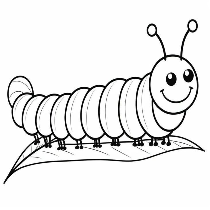 bức tranh tô màu con sâu quen thuộc