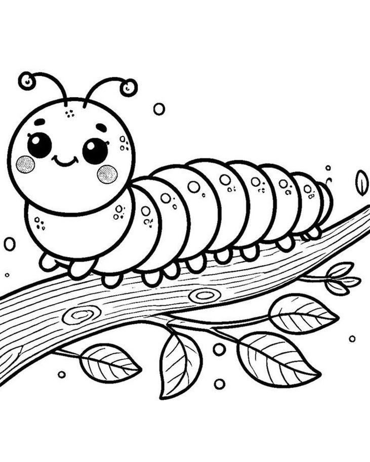 bức tranh tô màu con sâu sinh động