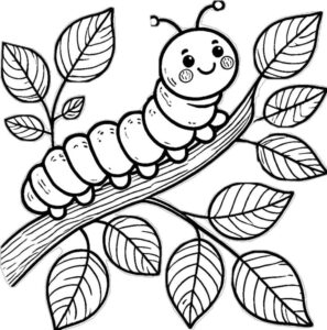 bức tranh tô màu con sâu thân thiện