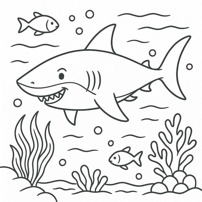 cá mập đại dương tranh tô màu