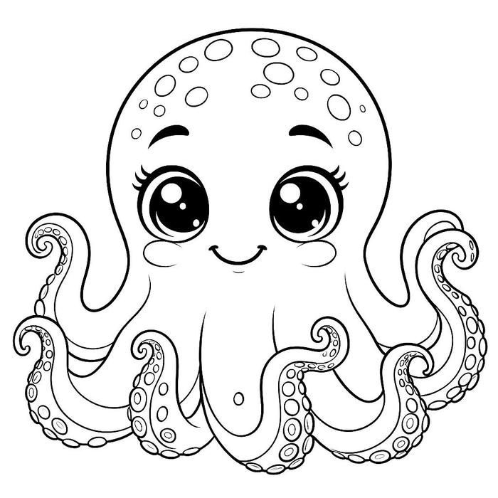 con bạch tuộc cho bé tô màu