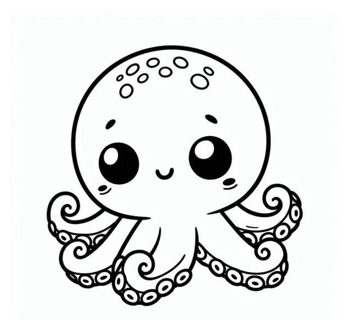 con bạch tuộc đơn giản tranh tô màu