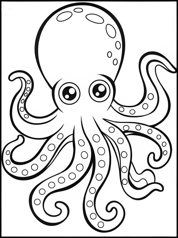 con bạch tuộc hoạt họa tranh tô màu