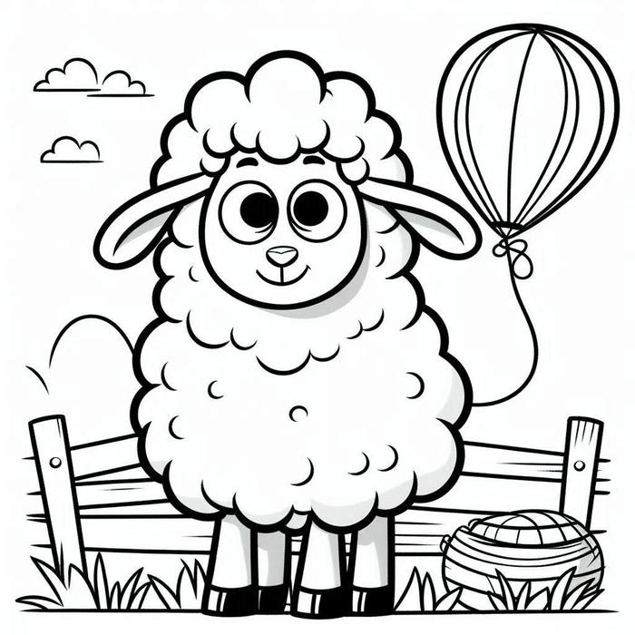 con cừu ngộ nghĩnh trong tranh tô màu con cừu