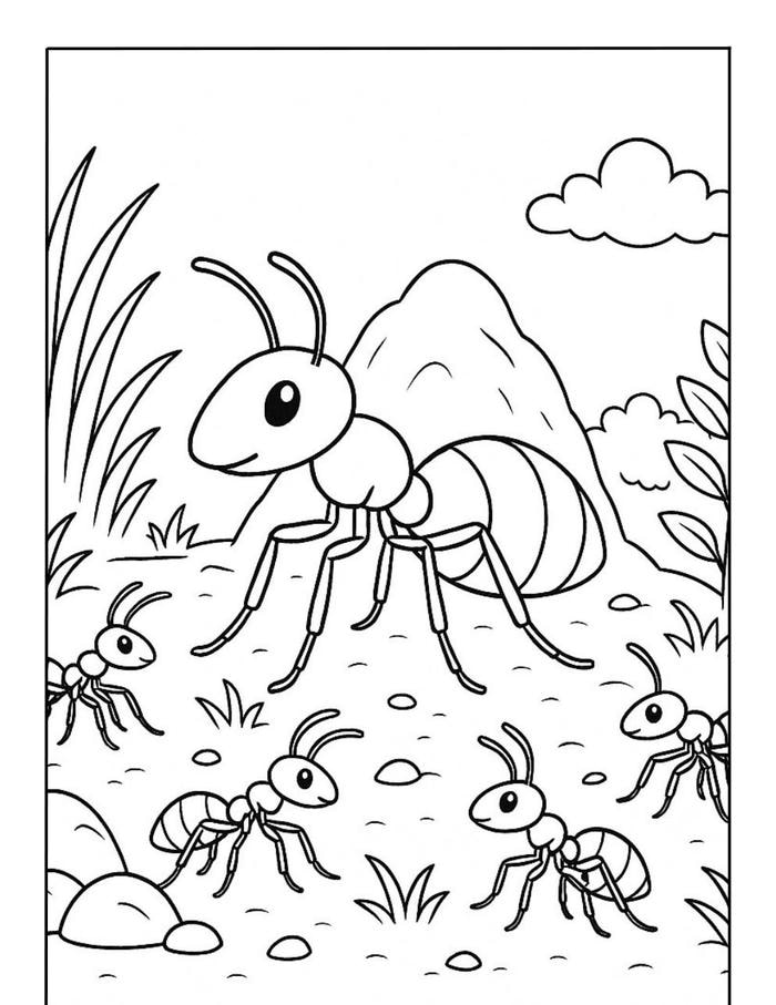 con kiến đáng yêu tranh tô màu