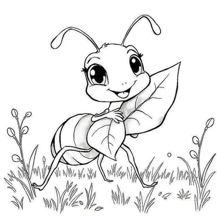 con kiến đơn giản tranh tô màu