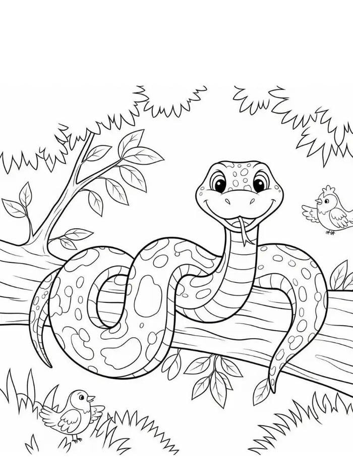 con rắn đơn giản tranh tô màu