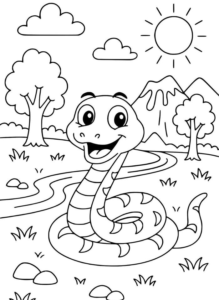 con rắn hoạt hình cho bé tô