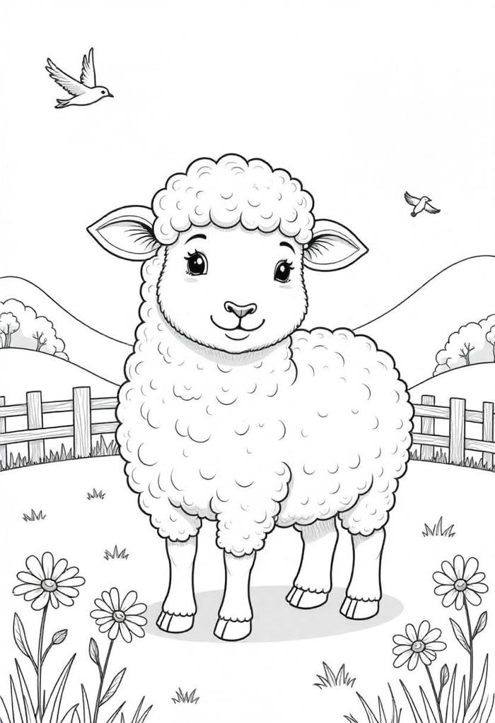 cừu dễ thương cho bé tập tô