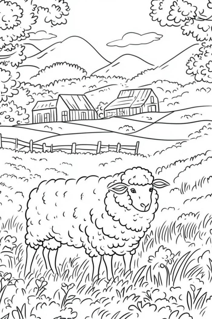 cừu hoạt hình tranh tô màu cho trẻ