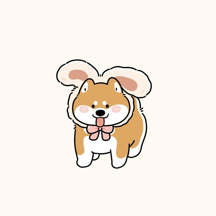 hình ảnh chó chibi đội tai thỏ đáng yêu