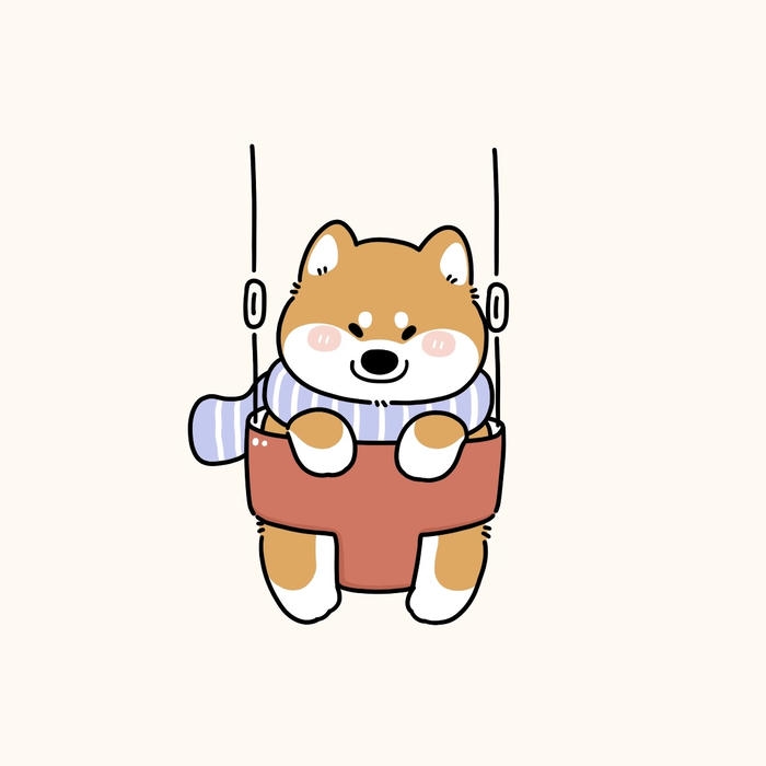 hình ảnh chó chibi ngồi trên xích đu
